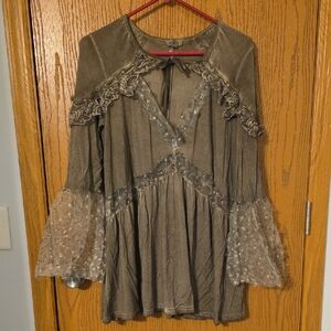 POL Olive Green Top with Tie Detail PTP 20